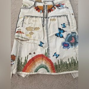 Calvin Klein Hand Embroidered Jean Skirt